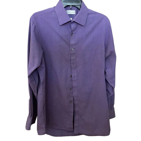 Men’s Van Heusen Wrinkle Free Purple Button Down Shirt Size 15-15 1/2 - Picture 1 of 3